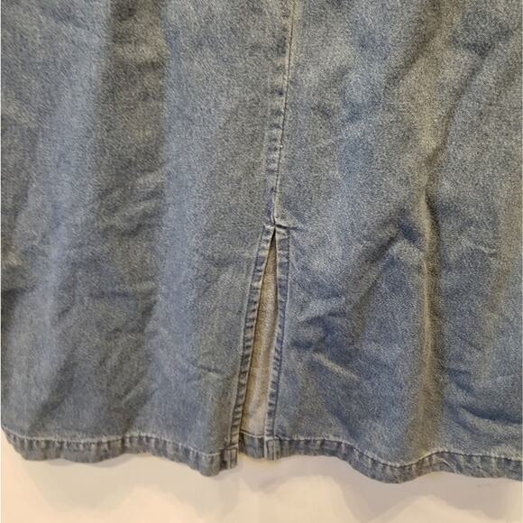 Vintage 90's NEW Denim Dress Embroidered Roses Floral Faux Wrap Button Size M - Picture 13 of 16